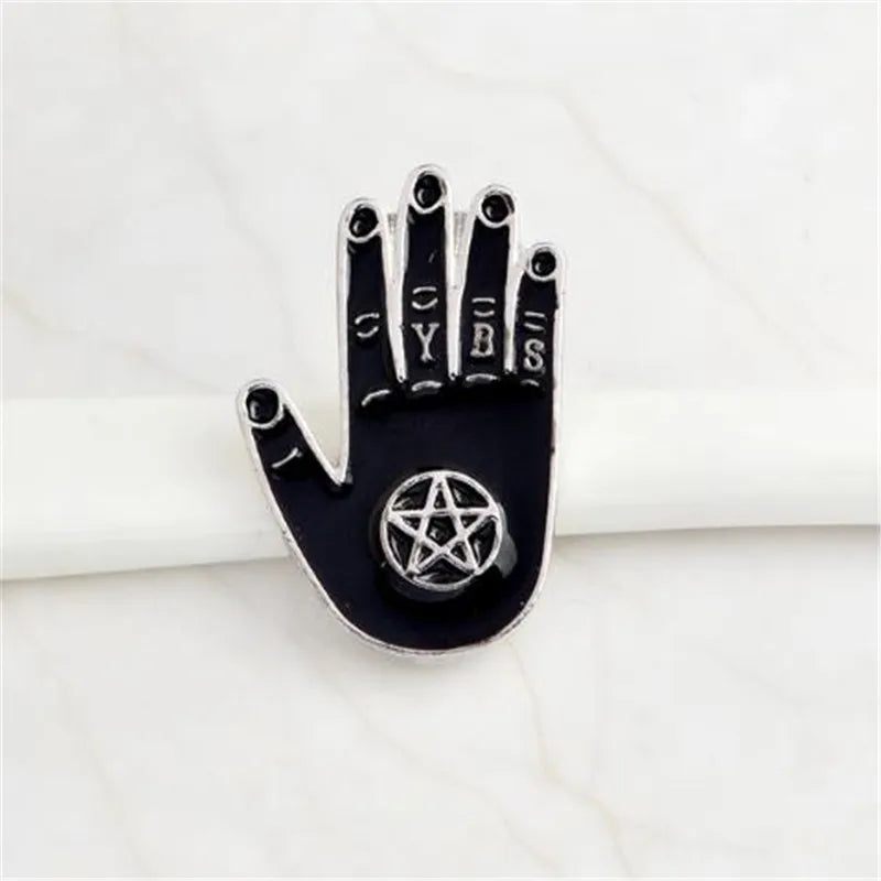 Gothic Metal Brooch Heart Shape Cursed Witch Enamel Badge Jewelry Gift