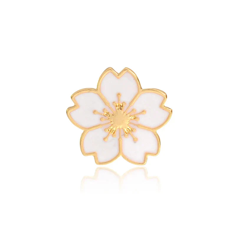 Sakura Flower Brooch Pins - Black, White, Pink, Red, Blue Badge for Bags & Clothes Jewelry Gift