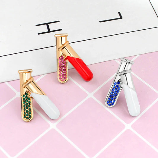 Test Tube Enamel Brooch Pin Chemistry Experiment Scientist Jewelry Gift