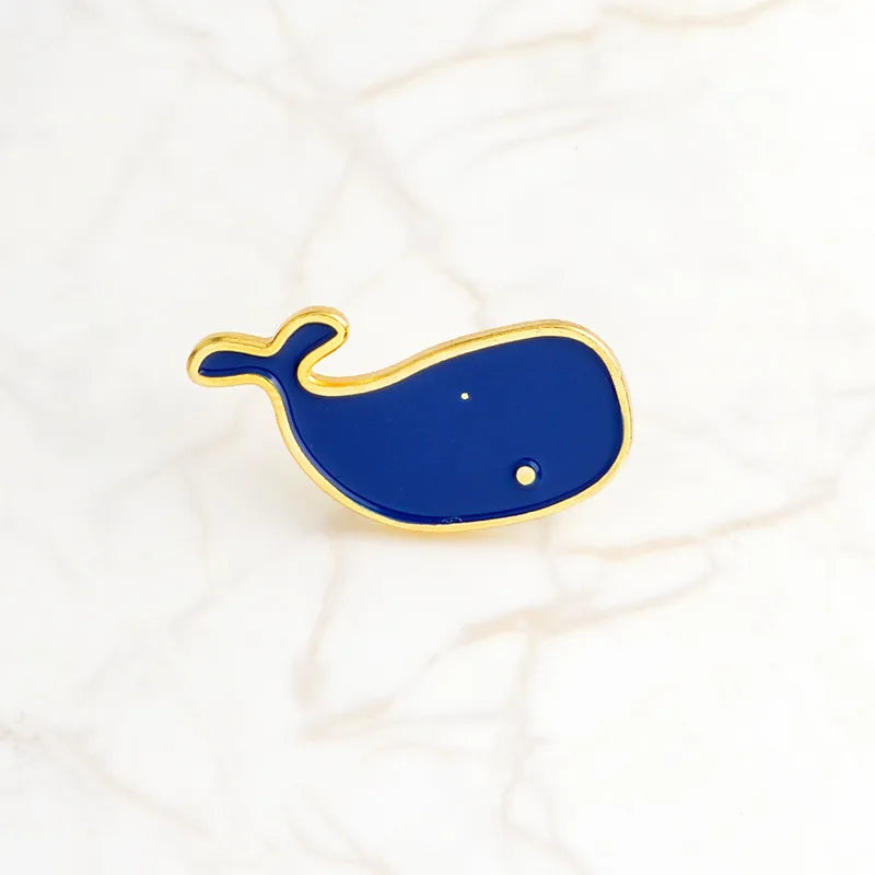 Ocean Animal Enamel Brooch Blue Shark Whale Pins Lapel Badge Jewelry Gifts for Kids