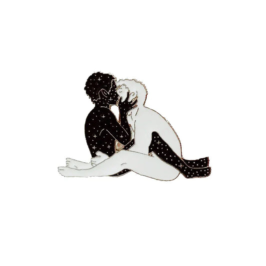 Lovers Kiss Enamel Brooch Couple Badge Pin Trendy Jewelry Gift