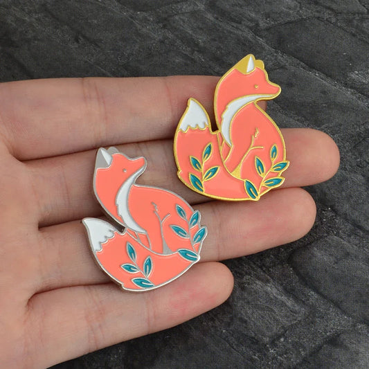 Fox Enamel Brooch Pin Cartoon Animal Jewelry Gift