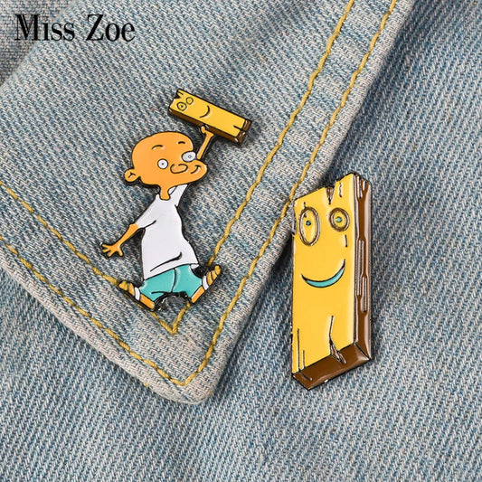 Jonny and Plank Enamel Pin Cartoon Brooch Lapel Pin Jewelry Gift