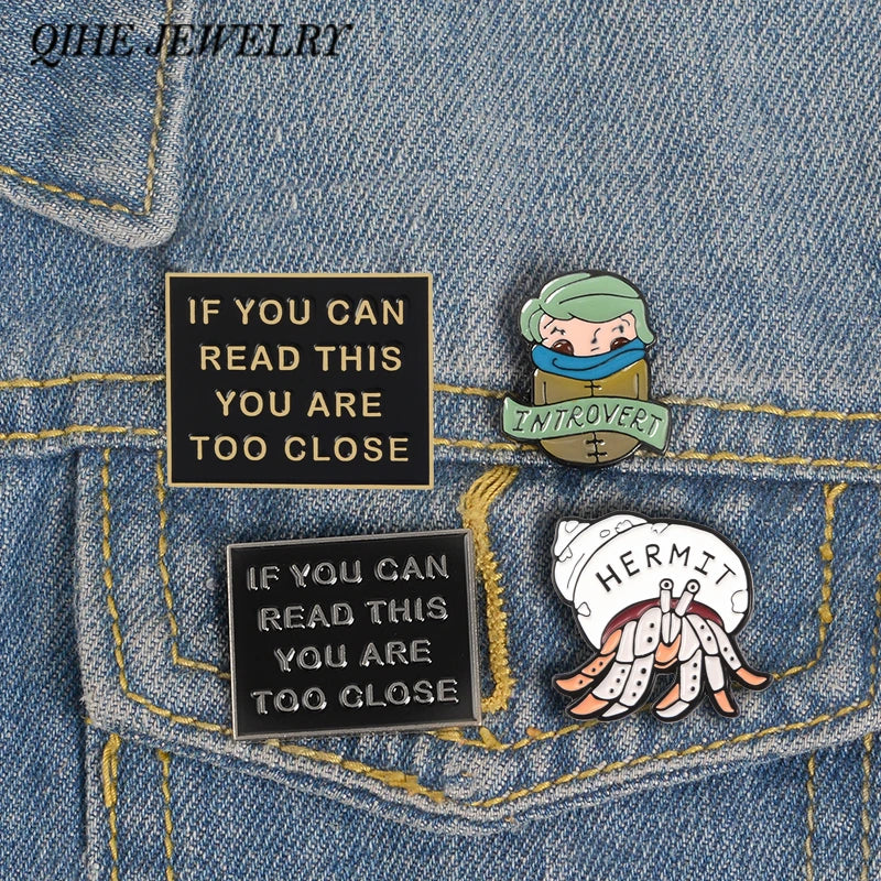 QIHE JEWELRY Introvert Enamel Pins Funny Quote Badges Socially Awkward Lapel Pin INFJ