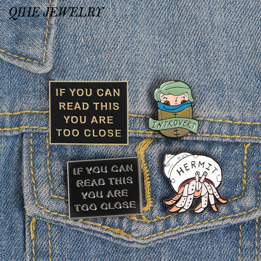 QIHE JEWELRY Introvert Enamel Pins Funny Quote Badges Socially Awkward Lapel Pin INFJ
