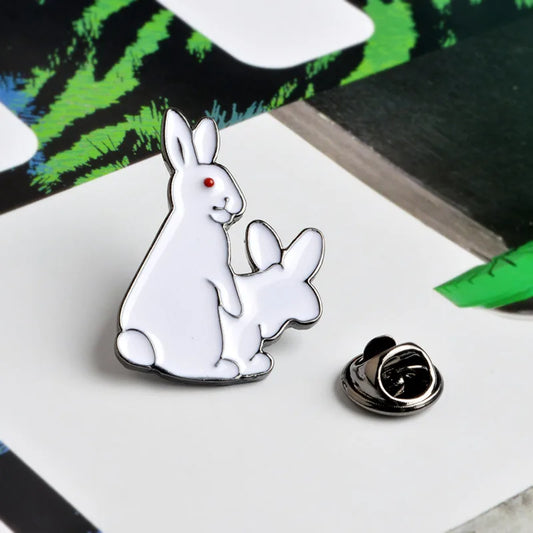 Rabbits Soft Enamel Brooch Pins Animal Badge Gift Funny Fashion Jewelry