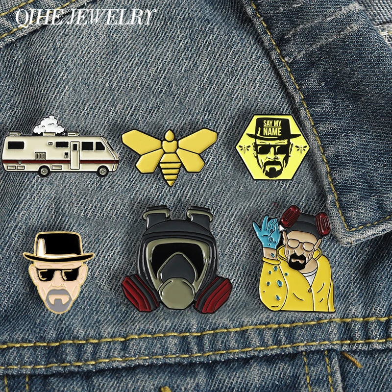 QIHE JEWELRY Enamel Movie Fan Brooches Badges Denim Pins Gifts