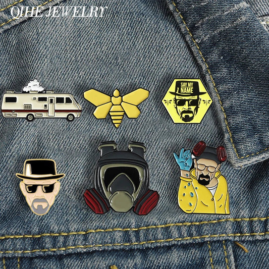 QIHE JEWELRY Enamel Movie Fan Brooches Badges Denim Pins Gifts