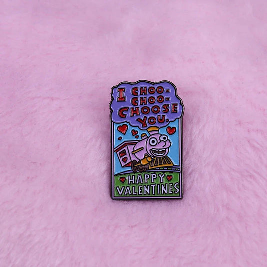 Valentine Train Card Pin Badge