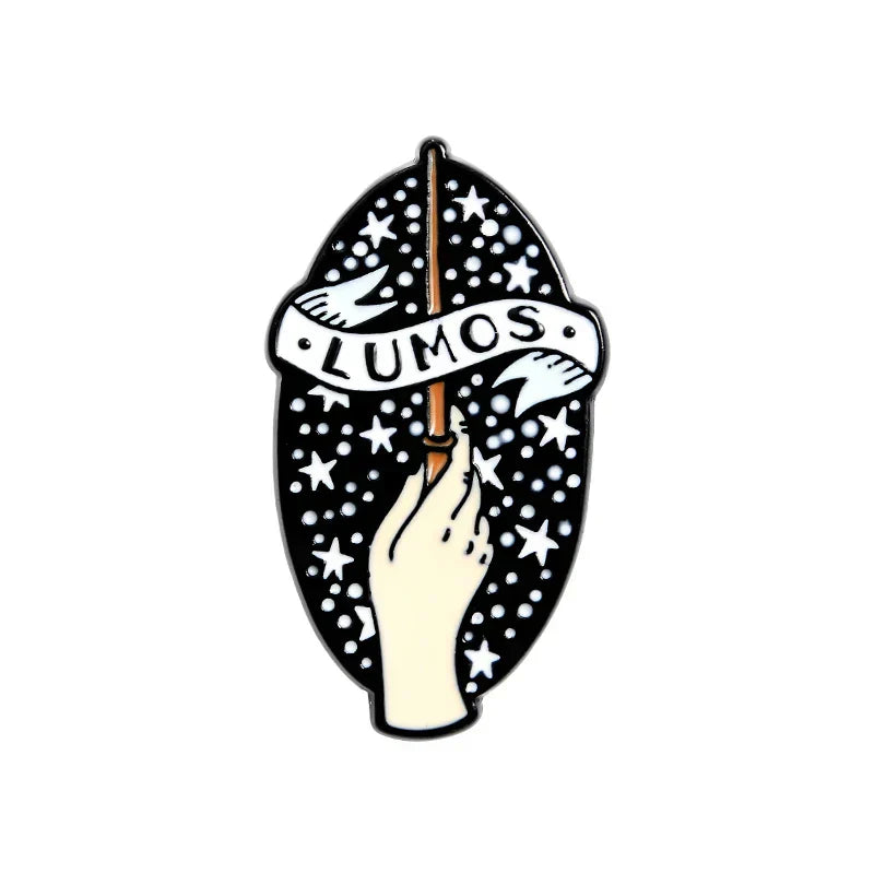 LUMOS Star Magic Wand Enamel Brooch Pin Badge Jewelry Gift