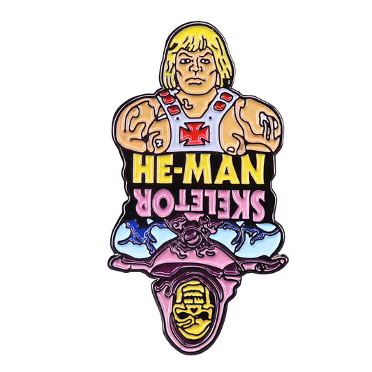 He-Man Skeletor Flip Brooch Retro Cartoon Masters of the Universe Collection