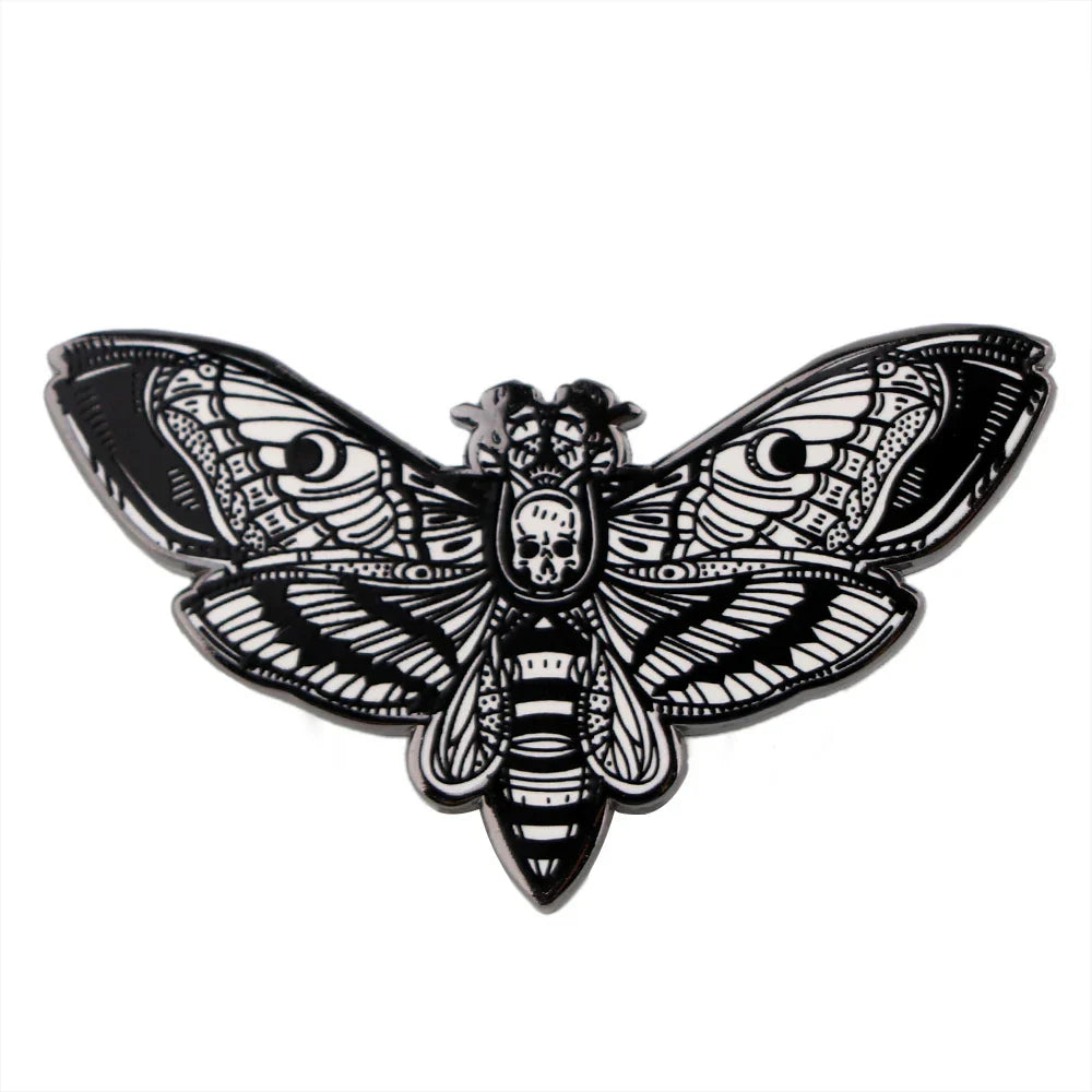 Halloween Skeleton Moth Enamel Pin Lapel Brooch Jewelry Gift