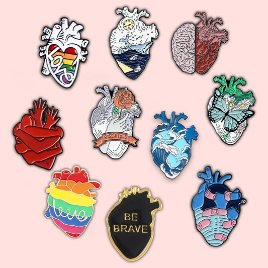 Anatomy Heart Enamel Pins Medical Jewelry Brooch Lapel Badge Gifts