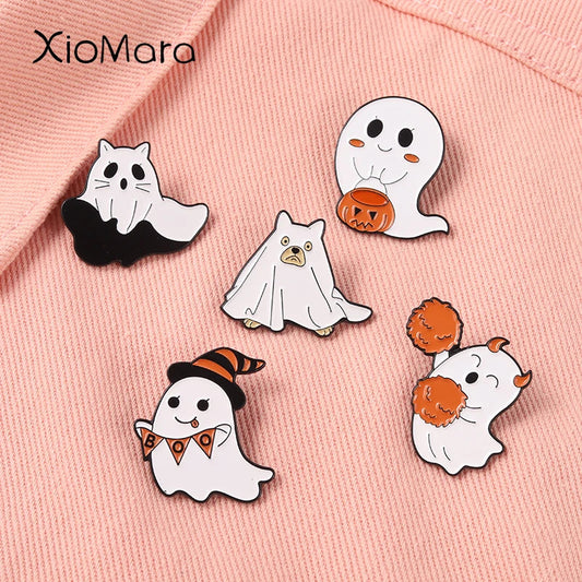 Halloween Enamel Pins Pumpkin Ghost Brooches Metal Badges Jewelry Accessories