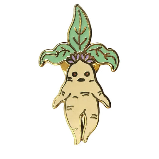 Mandrake Enamel Pin Plant Brooch Badge