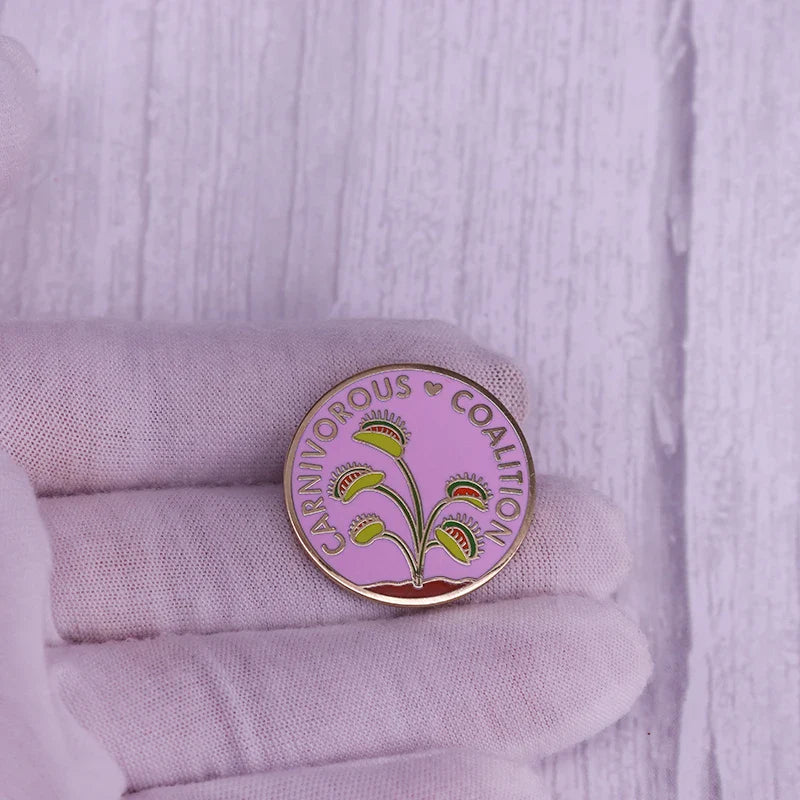 Carnivorous Plant Enamel Pin Brooch Pink Badge