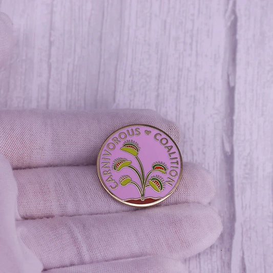 Carnivorous Plant Enamel Pin Brooch Pink Badge
