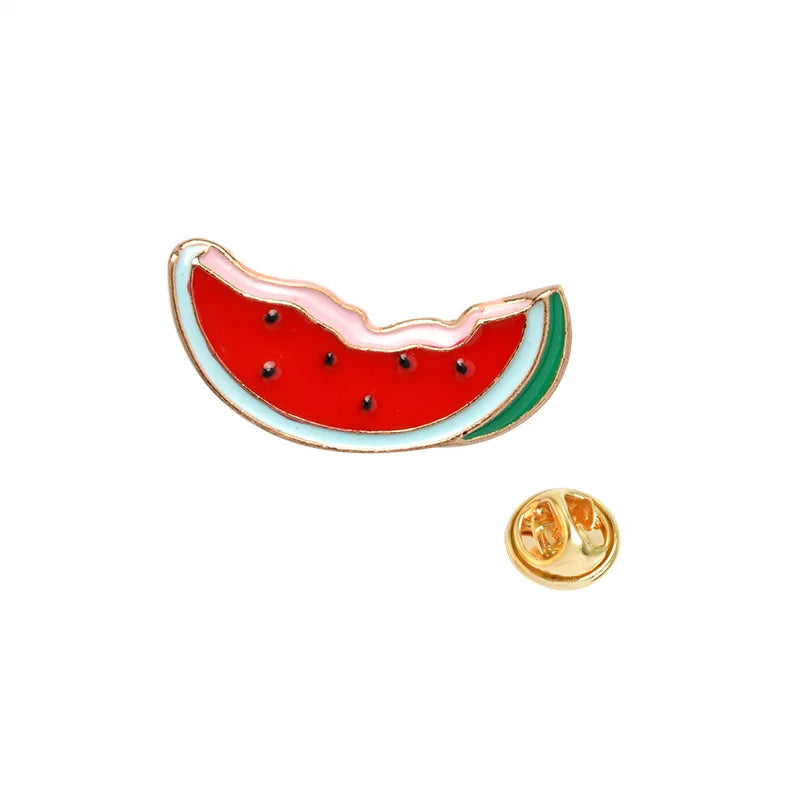 Fruit Enamel Brooch Pins: Banana, Strawberry, Watermelon, Kiwi, Apple, Orange, Pineapple Jewelry