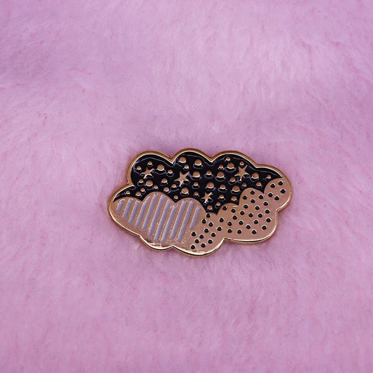 Black Gold Cloud Badge Nature Pin
