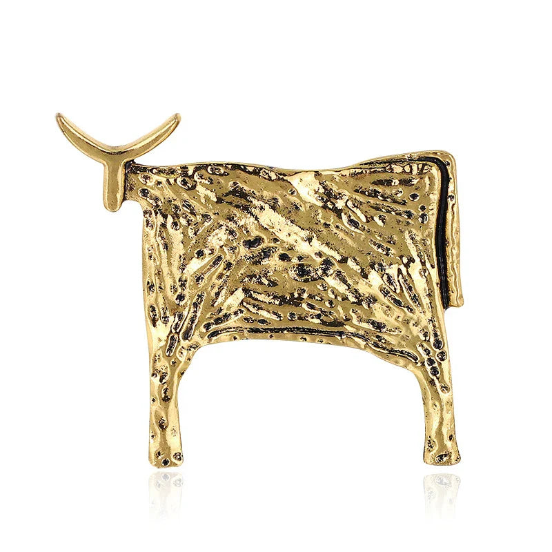 Enamel Bull Zodiac Brooch Pin for Men and Women