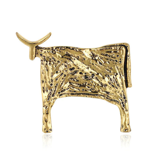 Enamel Bull Zodiac Brooch Pin for Men and Women