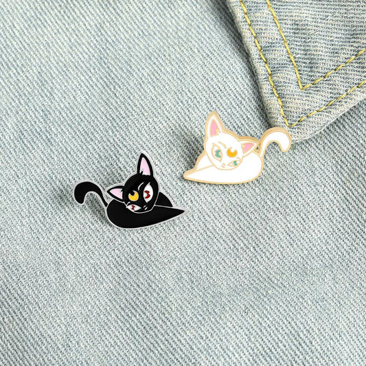 Luna Cat Enamel Pins Moon Kitten Brooch Lapel Pin Gift