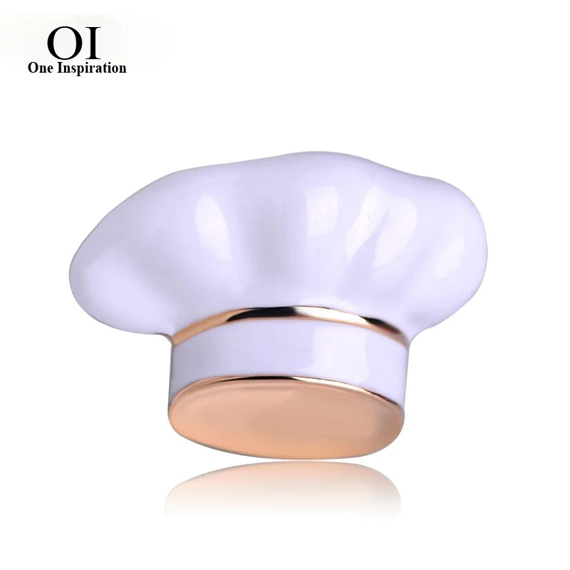 Chef Hat Brooch White Enamel Pin Sweater Accessory