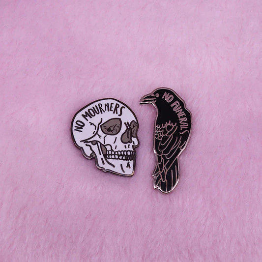 No Mourners No Funerals Enamel Pin Set Six of Crows Goth Book Decor