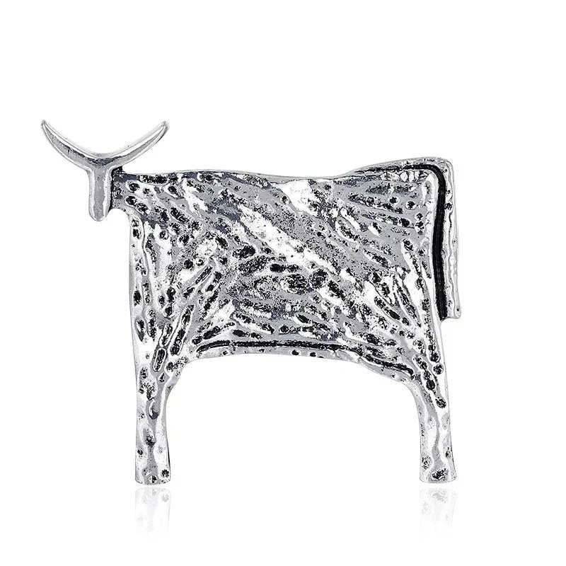 Enamel Bull Zodiac Brooch Pin for Men and Women
