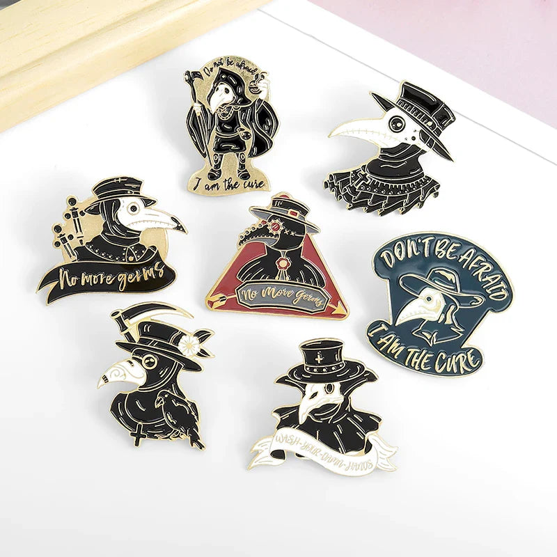 Dark Punk Plague Doctor Enamel Pin Brooch Skull Heart Badge Lapel Jewelry Gift Wholesale