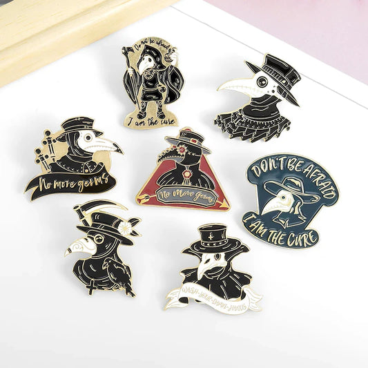 Dark Punk Plague Doctor Enamel Pin Brooch Skull Heart Badge Lapel Jewelry Gift Wholesale
