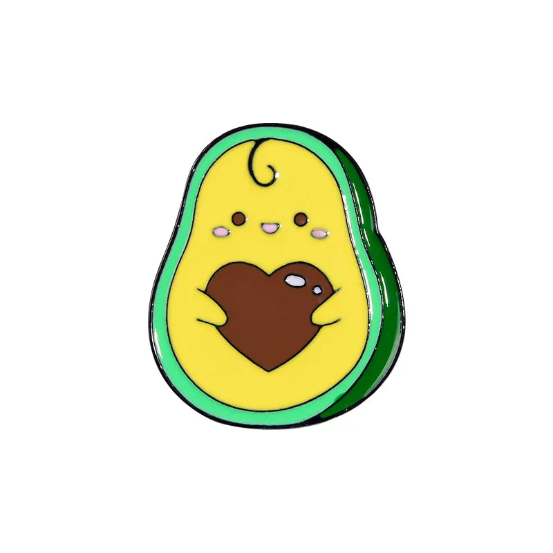 Cartoon Avocado Heart Enamel Pin Badge for Backpack Hat Lapel Jewelry Gift