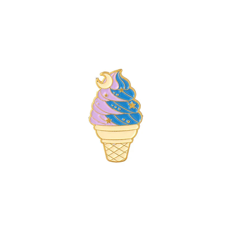 Planet Universe Ice Cream Enamel Lapel Pins Cupcake Dessert Brooch Cartoon Jewelry Gift for Kids
