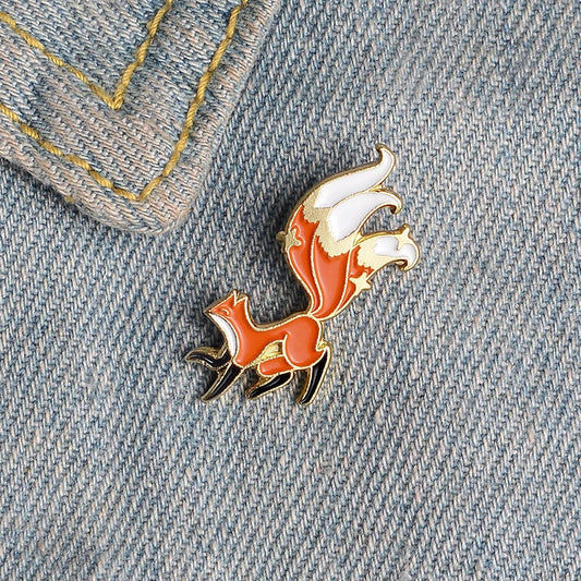 Fox Enamel Pin Cartoon Animal Brooch Lapel Badge Gift