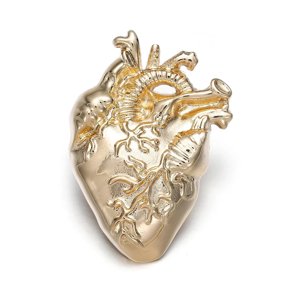 Heart Lapel Pins Metal Punk Jewelry Medical Pin Badge Gold Brooches Women Accessories