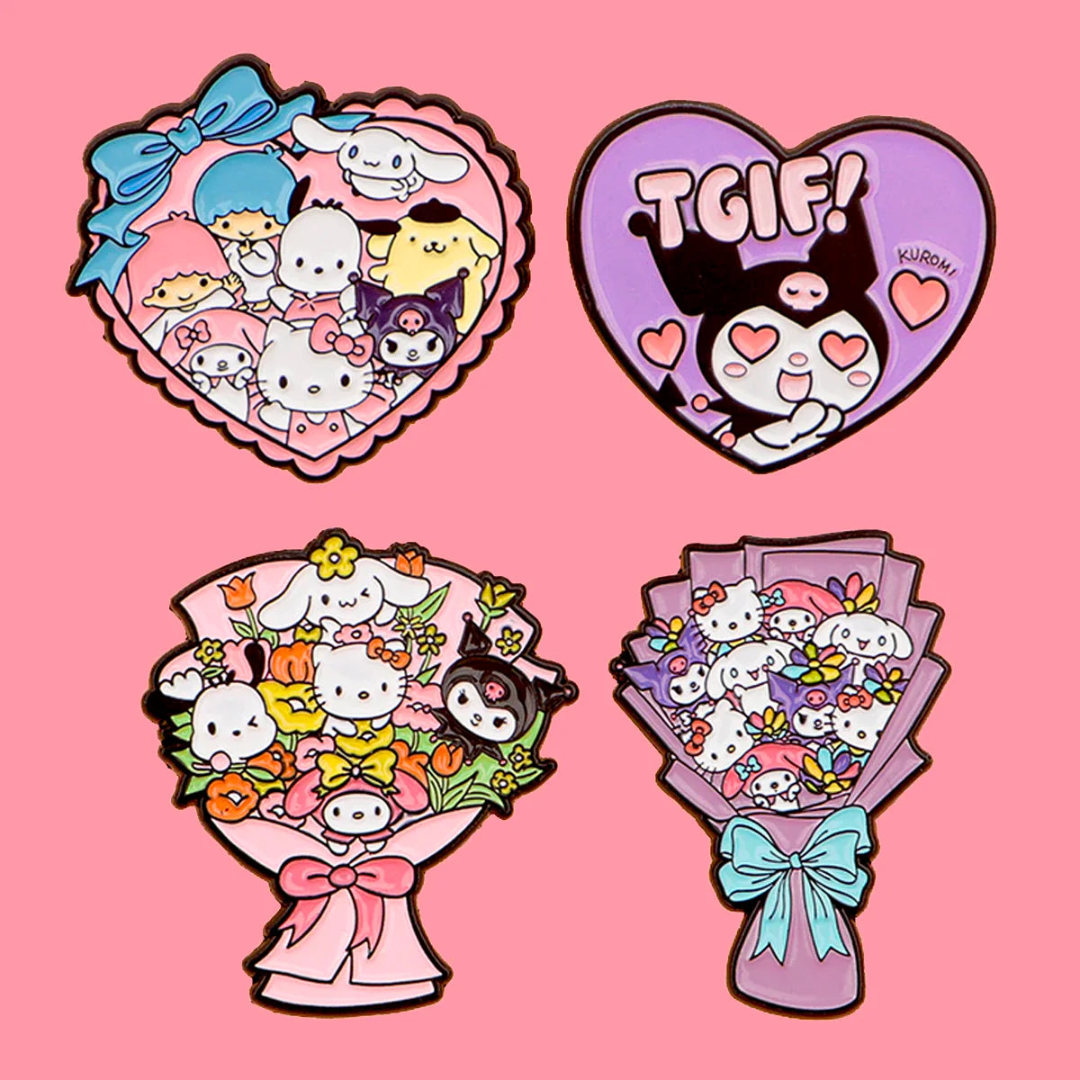 Kawaii Anime Enamel Pin Cartoon Animal Brooch Lapel Heart Badge Backpack Clothing Accessories Jewelry Gift