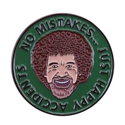 Hard Enamel Pins Artist Bob Ross Happy Accidents Lapel Brooch Jewelry Gifts