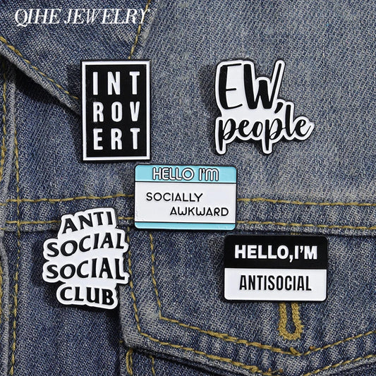 Socially Awkward Enamel Pin - Social Distancing Mental Health Brooch Lapel Badge