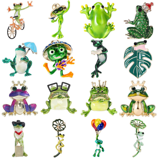 Frog Enamel Brooch Pin for Women Unisex - Balloon Bike Travel Party Backpack Jewelry Gift