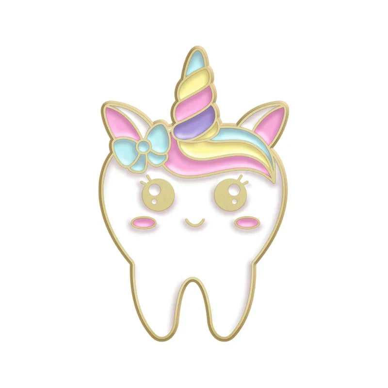 Tooth Enamel Pin Rabbit Dentist Brooch Lapel Hat Gift Jewelry