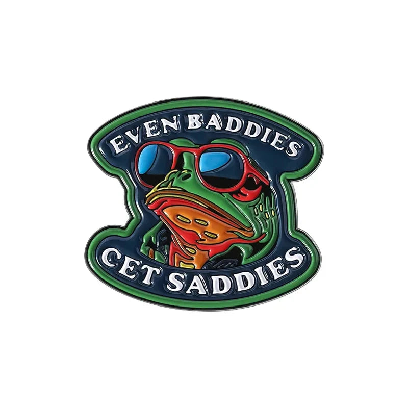 Even Baddies Get Saddies Enamel Pins Funny Frog Cat Raccoon Horror Brooches Lapel Badge Gift
