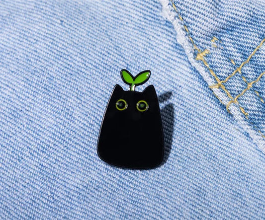 Punk Style Cute Black Cat Enamel Brooch Pin Jewelry Gift
