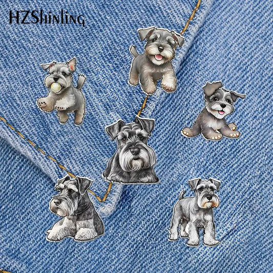 Miniature Schnauzer Acrylic Lapel Pin Puppy Epoxy Brooch