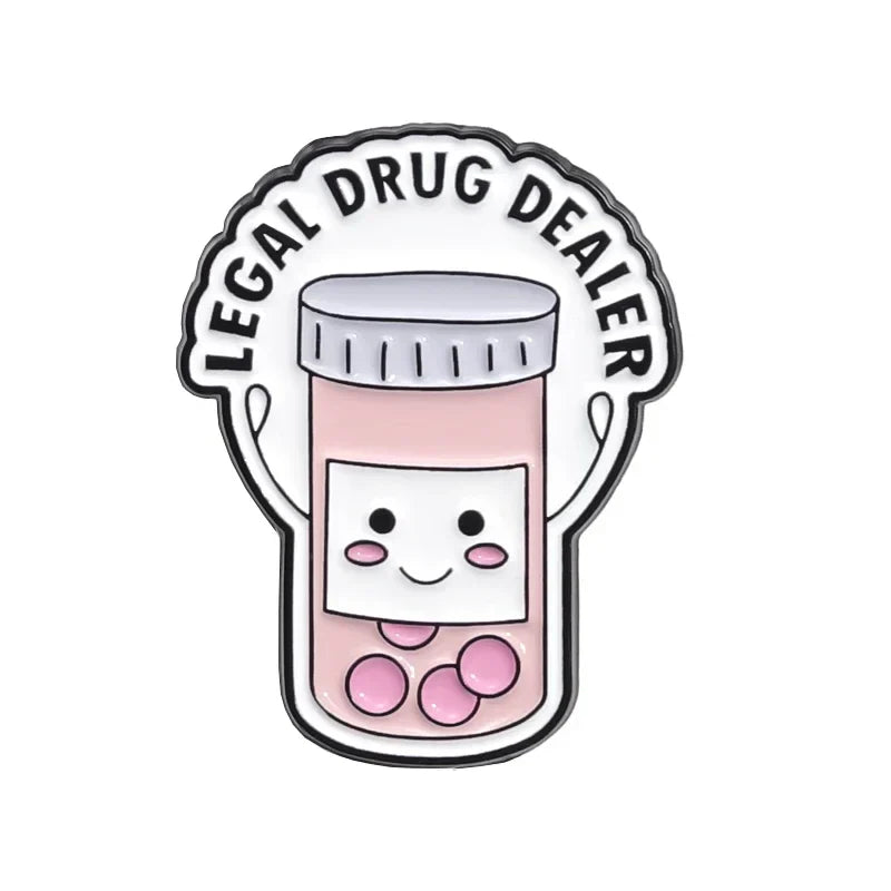 Cartoon Pill Capsule Enamel Pin - Medical Gift Lapel Badge