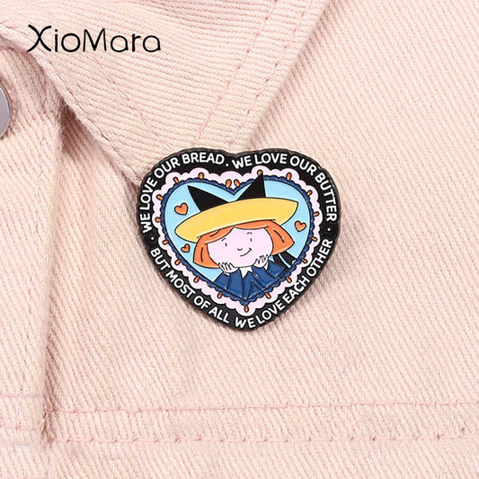 Madeline Cartoon Enamel Pin - Bread & Butter Funny Gift