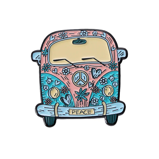 Cartoon Car Enamel Pin Lapel Flower Bus Metal Badge Hat Sweater Gift Jewelry Accessories