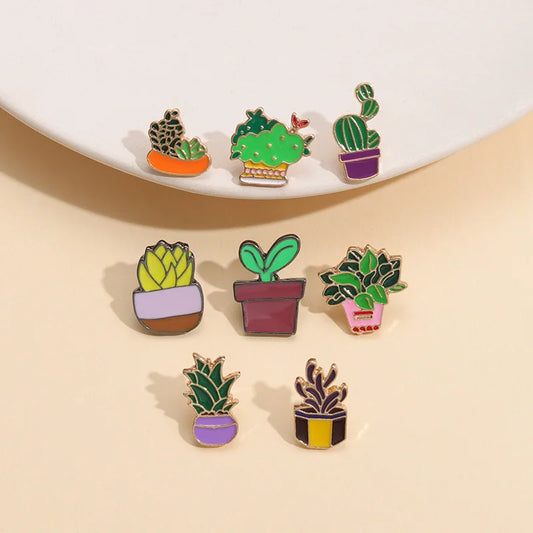 Cactus Succulent Brooch Pin Metal Badge Jewelry Accessories Wholesale Women