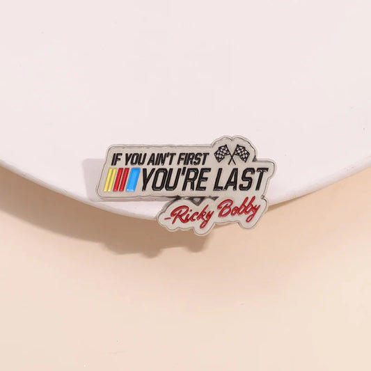 Racing Flag Enamel Pin "If You Ain't First, You're Last" Brooch Lapel Badge Racer Jewelry Wholesale