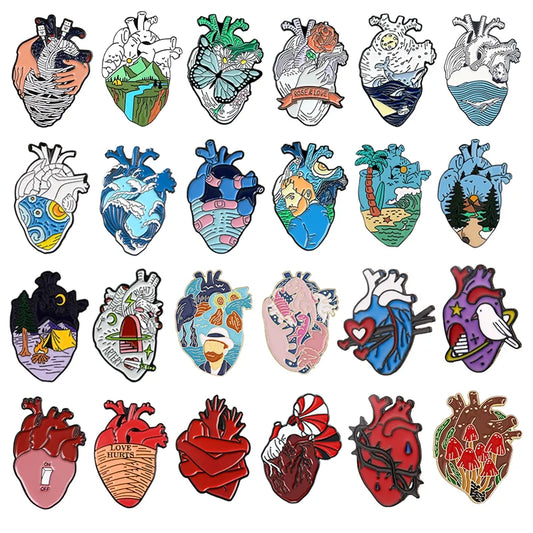 Heart Enamel Pins Anatomical Brooch Neurology Lapel Badge for Students, Doctors, Nurses