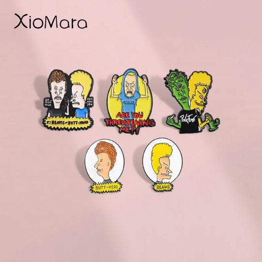 Threatening Me Enamel Pins Parody Anime Brooches Lapel Badges Funny Jewelry Gift